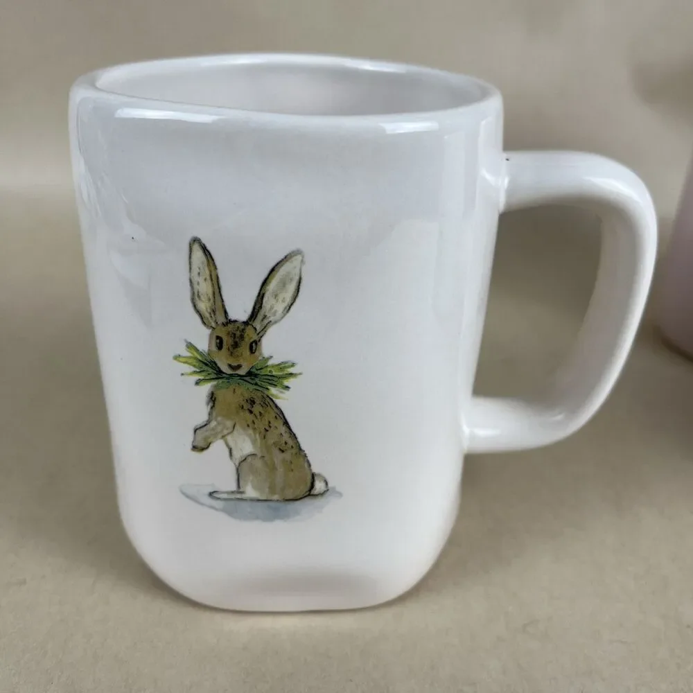 3 RAE DUNN Artisan‎ By Magenta EASTER MUGS - BUNNY, “HOP TO IT”, “ HIP HOP”